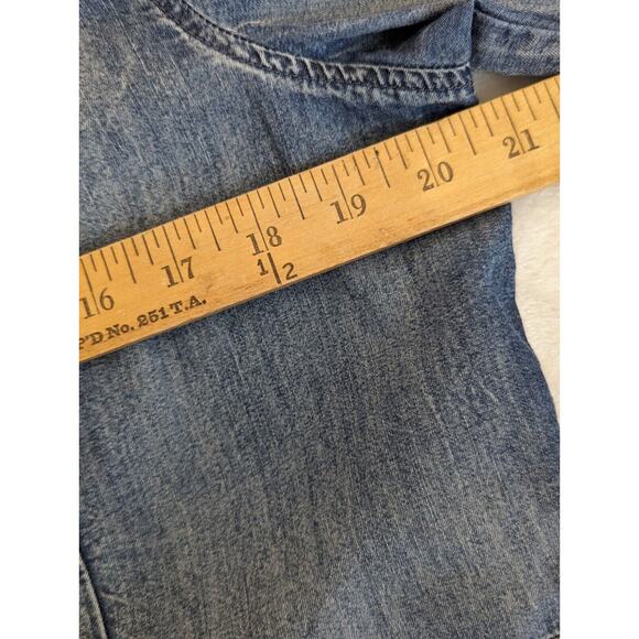 Vintage X America Womens Distressed Chambray Embroidered Jacket Sz L Bust41" - Picture 3 of 11